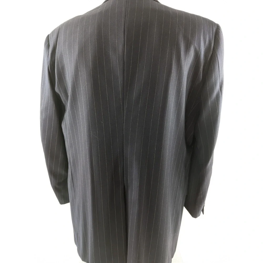 Mens Hickey Freeman Bespoke‎ Blazer Sport Jacket Wool 44R Blue Pin Stripe Flaw